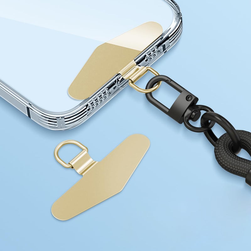 TENOC Metal Phone Tether Tab, Metal Phone Patch, Universal Cellphone Lanyard Pad for Full Phone Case, 2 x Gold - Image 3